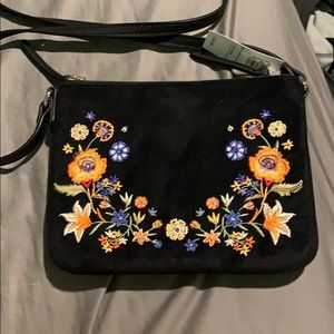 Black Embroidered Crossbody